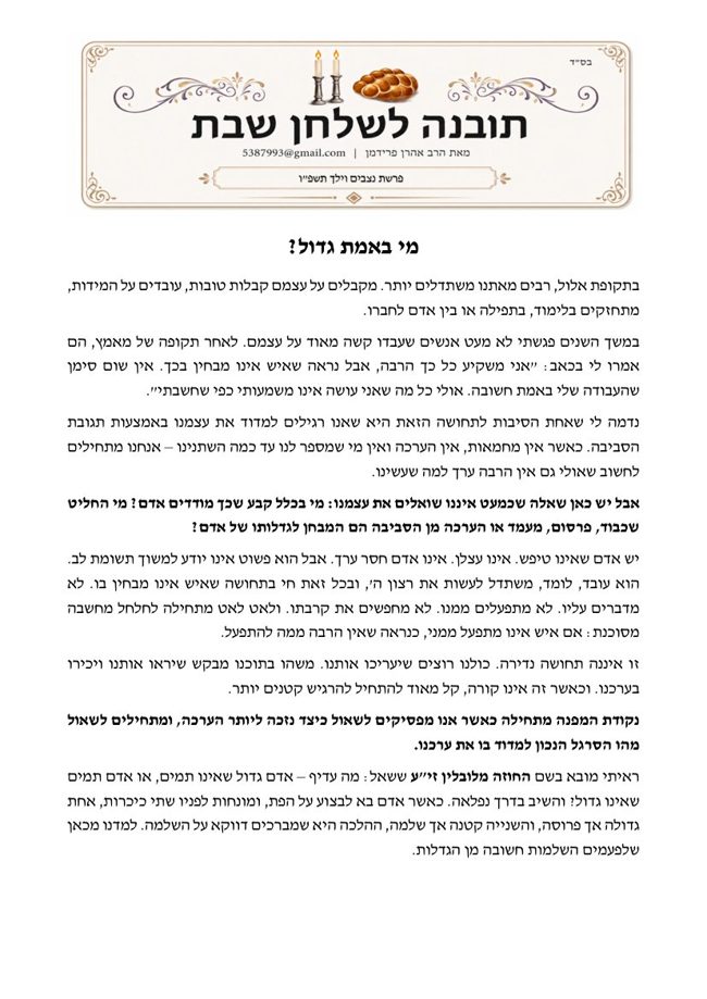 תובנה לשלחן שבת cover